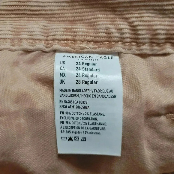 New American Eagle 24R Corduroy Mom Jean Fit Pants Rose Pink High Rise Stretch - Picture 12 of 12